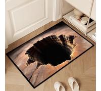 Hocklliy Optical Illusion Rug, 3D Rugs Illusion, Bottomless Hole Abyss Carpet, HD Printed Non-slip Doormat for Playroom Living Room Bathroom Decoration (Brown, 40 X 60 cm)