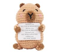 Hocklliy Positive Capybara, Emotional Support Positive Crochet Animals with Affirmation Cards, Handmade Crochet for Animal Lovers Office Home Decor