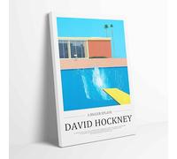 Hockney A Bigger Splash Stretched Canvas Print Modern Wall Art Home Decoration Ready to Hang Office Living Room (12x18inch / 31x46cm)