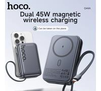 HOCO 20000mAh PD45W Fast Charging Wireless Power Bank For iPhone 16 15 With USB C Cable Quick Charge Battery For Samsung S23 S25 Metal Gary