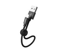 HOCO 25cm CE Certified Fast Charging Cable - Short Round Clip for Long Term Use, Supports Data & Apple CarPlay - Compatible with iPhone 14/13/12/11/Pro/Max/XS/8/7 - Black