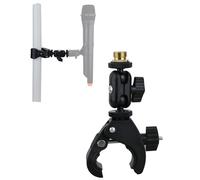 Hocoder Mic Crab Clamp Microphone Mount with Double Ball Head Adjustment 1/4" to 5/8" Copper Screw, Fits Mic Stand, Drum Stand, Desktop Shelf