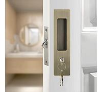Hoconnie 6.3” Keyed Pocket Door Hardware Invisible Door Lock Barn Door Lock with Keys for Sliding Barn Wooden Doors Bronze