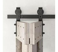 HOCONNIE 6FT/183cm Bi-Folding Sliding Barn Door Hardware Barn Door Kit with Sliding Door Track Save Space for 2 Doors