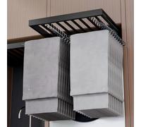 Hoconnie Hidden Pull Out Trousers Rack Extendable Hidden Pull Out Drying Rack Space Saving above Washing Machine Wardrobe (Grey, Tip-On,D440,W560-610)