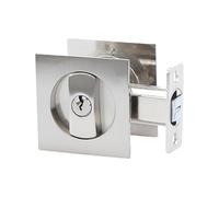 Hoconnie Keyed Pocket Door Lock Privacy Pocket Door Handle with Key Square Sliding Door Lock Invisible Recessed Door Handle 66mm Silver