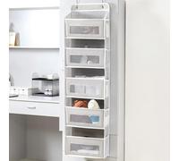 Hoconnie Over Door Organizer Door Hanging Storage Bag Hanging Storage Organizer with Transparent Pockets Metal Hooks for Bedroom,Bathroom,Kitchen,RV,Camper (Light Grey, 5-Pocket)