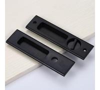 Hoconnie Pocket Door Handle Sliding Door Lock Pocket Door Lock Invisible Recessed Door Handle 160mm No Key (Black)