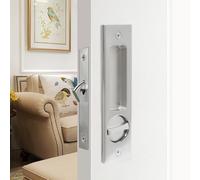 Hoconnie Pocket Door Handle Sliding Door Lock Pocket Door Lock Invisible Recessed Door Handle 160mm No Key (Silver)