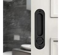 HOCONNIE Pocket Door Handle with Key Sliding Door Lock Keyed Pocket Door Lock Invisible Recessed Door Handle 173mm Black