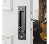 HOCONNIE Pocket Door Handle with Key Sliding Door Lock Keyed Pocket Door Lock Invisible Recessed Door Handle 160mm Black