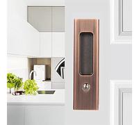 Hoconnie Pocket Door Handle with Key Sliding Door Lock Keyed Pocket Door Lock Invisible Recessed Door Handle 160mm Red Copper
