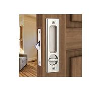 HOCONNIE Pocket Door Handle with Key Sliding Door Lock Keyed Pocket Door Lock Invisible Recessed Door Handle 160mm Silver