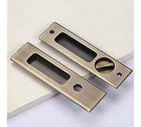 Hoconnie Pocket Door Handle with Key Sliding Door Lock Keyed Pocket Door Lock Invisible Recessed Door Handle 160mm Bronze
