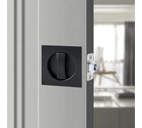 Hoconnie Pocket Door Lock Privacy Pocket Door Handle Sliding Door Lock Invisible Recessed Door Handle 66mm No Key (Black, Square)