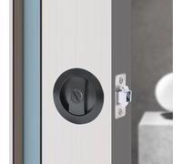 Hoconnie Pocket Door Lock Privacy Pocket Door Handle Sliding Door Lock Invisible Recessed Door Handle 66mm No Key (Black, Circular)