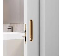 Hoconnie Recessed Pocket Door Handle Sliding Door Lock and Pull Invisible Pocket Door Lock Hidden Edge Pull Mortise Lock (Gold)