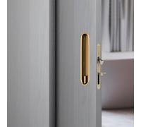 Hoconnie Sliding Door Lock and Pull Recessed Pocket Door Handle Invisible Door Lock Hidden Edge Pull 154mm (Gold, for 35-45mm Door)