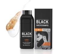 Hocossy Men's 5-in-1 Black Beard & Hair Dye Shampoo, Instant Grey Darkening Beard Color Shampoo in 5 Minutes, Natural Black Cover White Hair Shampoo Conditioner, Gentle and Long-Lasting 250ML