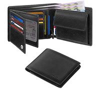 HOCRES® Wallets for Mens RFID Blocking Leather Slim Wallet with 15 Credit Card Holders, 2 Banknote Compartments & 2 ID Window Minimalist Wallets with Gift Box