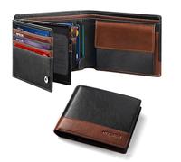 HOCRES® Wallets for Mens RFID Blocking Leather Slim Wallet with 15 Credit Card Holders, 2 Banknote Compartments & 2 ID Window Minimalist Wallets with Gift Box