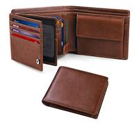 HOCRES® Wallets for Mens RFID Blocking Leather Slim Wallet with 15 Credit Card Holders, 2 Banknote Compartments & 2 ID Window Minimalist Wallets with Gift Box