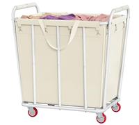Hoctieon Large Laundry Cart with Wheels, 400L Heavy Duty Laundry Basket Organizer, Rolling Hamper Sorter for Clothes Storage, Industrial Dirty Clothes Hamper for Home & Hotel, Beige