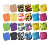 HOCTRAKA 24 Pcs Self Adhesive Vet Tape Flex Bandages Leg Wraps Adhesive Non-woven Tape for Dogs Cats Horse Pet Ankle 5M (Various Patterns)