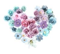 HOCUCHELAND 40 Pcs Artificial Flower Heads, Realistic Flowers for Cake Decoration, Silk Flowers Blue Purple Fake Flower for DIY Wedding Party Hair Accessory Scrapbooking Home Decor