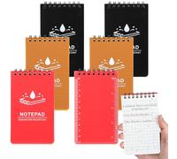 HOCUCHELAND 6 Pcs Waterproof Notebook, A7 Pocket Notebookwith Back Measuring, 3 ×5 In All Weather Portable Small Spiral Notebook, Grid Paper Small Notepad for Outdoor Home Office School