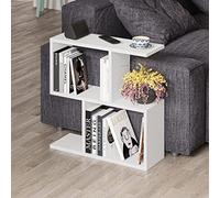 HOCUS PICUS 2 Tier Storage End Side Table | Versatile C Table | 60x60x19.5cm | Shelves Organizer | Office Living Room End Desk Stand Display (White)