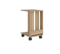 HOCUS PICUS C-Shaped Side Table with Wheels - Versatile Coffee Table with Open Storage - Perfect for Living Room, Office, or Bedroom - 60x37x45cm (Oak)