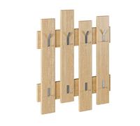 HOCUS PICUS Modern 8 Hook Wall Mounted Hallway Coat Hanger Rack - Different Colour Options - Simple But Stylish Display - 81x64cm (Oak)