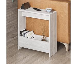 HOCUS PICUS Side Table with Magazine Rack for Living Room and Office - Many Colour Options - Side/End Table - 55 x 20 x 60cm (Ancient White)