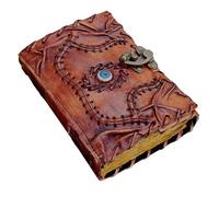 Hocus-Pocus Blank Spell Book Of Shadows, Vintage Leather Journal With Dackle-Edge Paper Third Eye Wiccan Grimoire Journal, Antique Blank Spell Notebook, Cosplay Accessories (8x6 Inch)