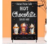 Hocus Pocus Cafe Hot Chocolate Served Here Plaque - Custom Halloween Decor Sign - Spooky Plaque for Fall and Halloween Festivities (Mdf Wood Indoor Use Only, A5 21cm x 15cm)