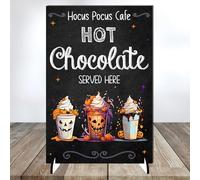 Hocus Pocus Cafe Hot Chocolate Served Here Plaque - Custom Halloween Decor Sign - Spooky Plaque for Fall and Halloween Festivities (Mdf Wood Indoor Use Only, A4 30cm x 21cm)