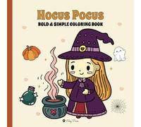 Hocus Pocus: Coloring book with Nina the witch surrounded by eerie but cute and friendly Halloween characters like ghosts, zombies, vampires, and scarecrows