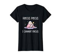 Hocus Pocus I Cannot Focus Shirt Funny ADHD Humor Value Graphic T-Shirt, Women, Black, L