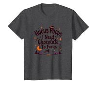 Hocus Pocus I Need Chocolate to Focus T-Shirt, Kids, Dark Heather Grey, 3 Years