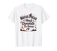 Hocus Pocus I Need Chocolate to Focus T-Shirt, Men, White, M