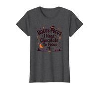 Hocus Pocus I Need Chocolate to Focus T-Shirt, Women, Dark Heather Grey, S