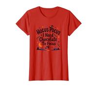 Hocus Pocus I Need Chocolate to Focus T-Shirt, Women, Red, S