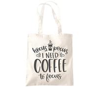 Hocus Pocus I Need Coffee to Focus - Tote Shopping Bag - Halloween Trick Treat Iced Caffeine One size natural