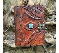 Hocus Pocus Leather Journal Blank Spell Book of Shadows with Lock Clasp Prop Vintage Notebook Journals Bound Witchcraft Wiccan Grimoire Witch Magic Eye Sketchbook Drawing Writing Diary Traveling