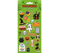Hocus Pocus Sparkly Reusable Halloween Stickers | Perfect for Trick or Treater, and Decorating Trick or Treat Bags | Reusable on Non-Porous Surfaces, 24.5cm x 11cm, Green