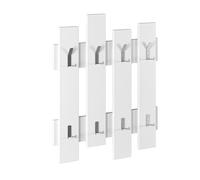 Hocuspicus Modern 8 Hook Wall Mounted Hallway Coat Hanger Rack - Different Colour Options - Simple But Stylish Display - 81x64cm (White)