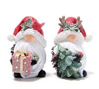 Hodao 2 PCS Christmas Gnome Decorations Xmas Hat Figurines Decors Handmade Elf Scandinavian Tomte Gnomes Figurines for Xmas Decor Gift - Christmas Party Home Gnomes Decorations