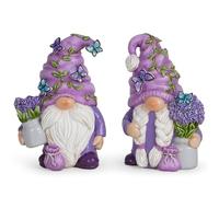 Hodao 2PCS Lavender Dream Gnome Set - Purple Fragrance Wonderland Journey Spring Swedish Tomte Elf Dwarf Figurines Summer Gnome Indoor Home Decor Gift (Lavender)