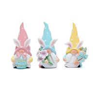 Hodao 3 PCS Easter Gnomes Decor Resin Bunny Gnome Decorations Handmade Spring Gnomes Gifts for Kids/Women/Men Easter Gnome Decorations for The Home Party